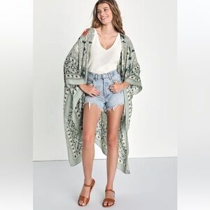 K1. Magic Dance Sage Green Printed Shawl Free People